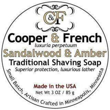 Load image into Gallery viewer, Cooper &amp; French Sandalwood and Amber Shaving Soap
