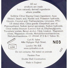 Load image into Gallery viewer, Cyril R Salter Sublime Citrus Luxury Shaving Cream
