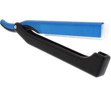 Load image into Gallery viewer, Dovo Shavette Straight Razor, Blue with Black Handle
