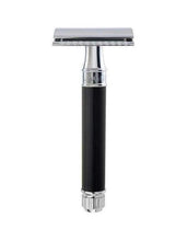 Load image into Gallery viewer, Edwin Jagger DE Safety Razor, 'Extra Grip' Handle,  Rubber Coated, Black
